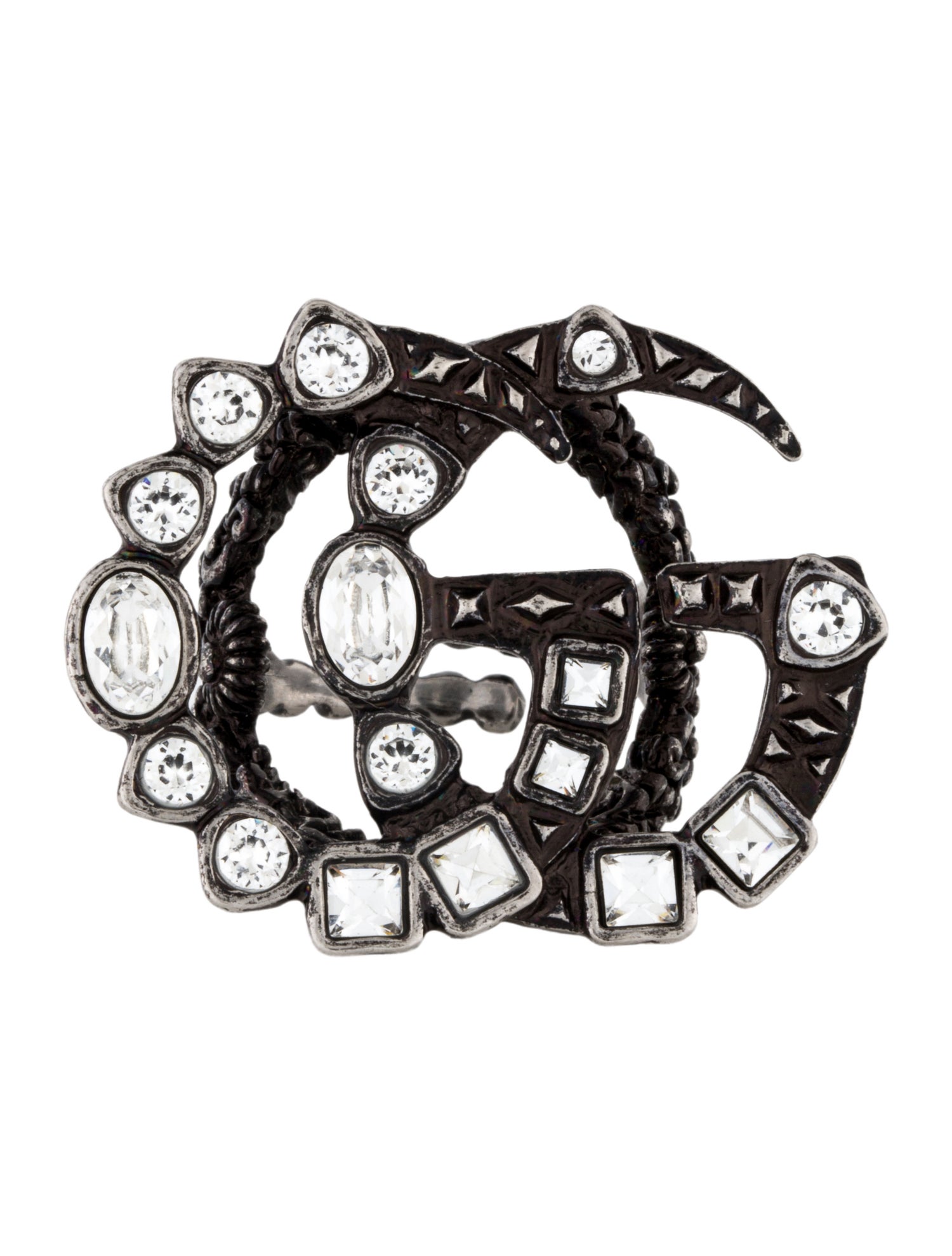 Gucci Crystal Double G Cocktail Ring